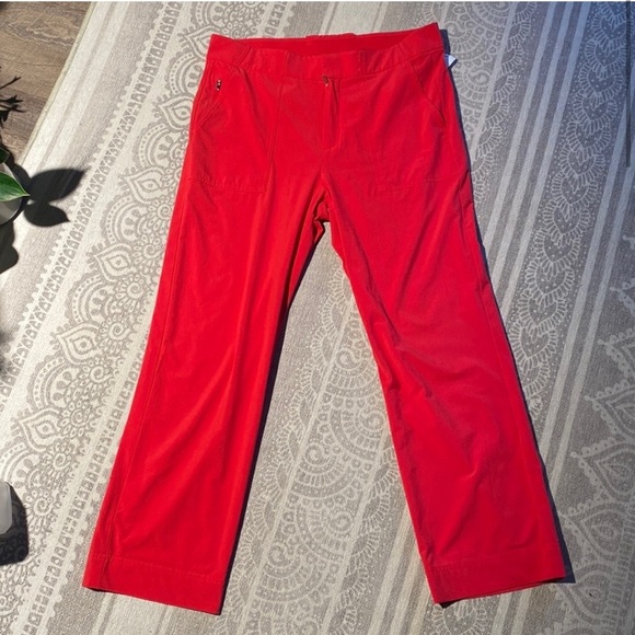 Athleta Tribeca Utility Crop Pants Hibiscus Red Size 16 - Picture 3 of 14